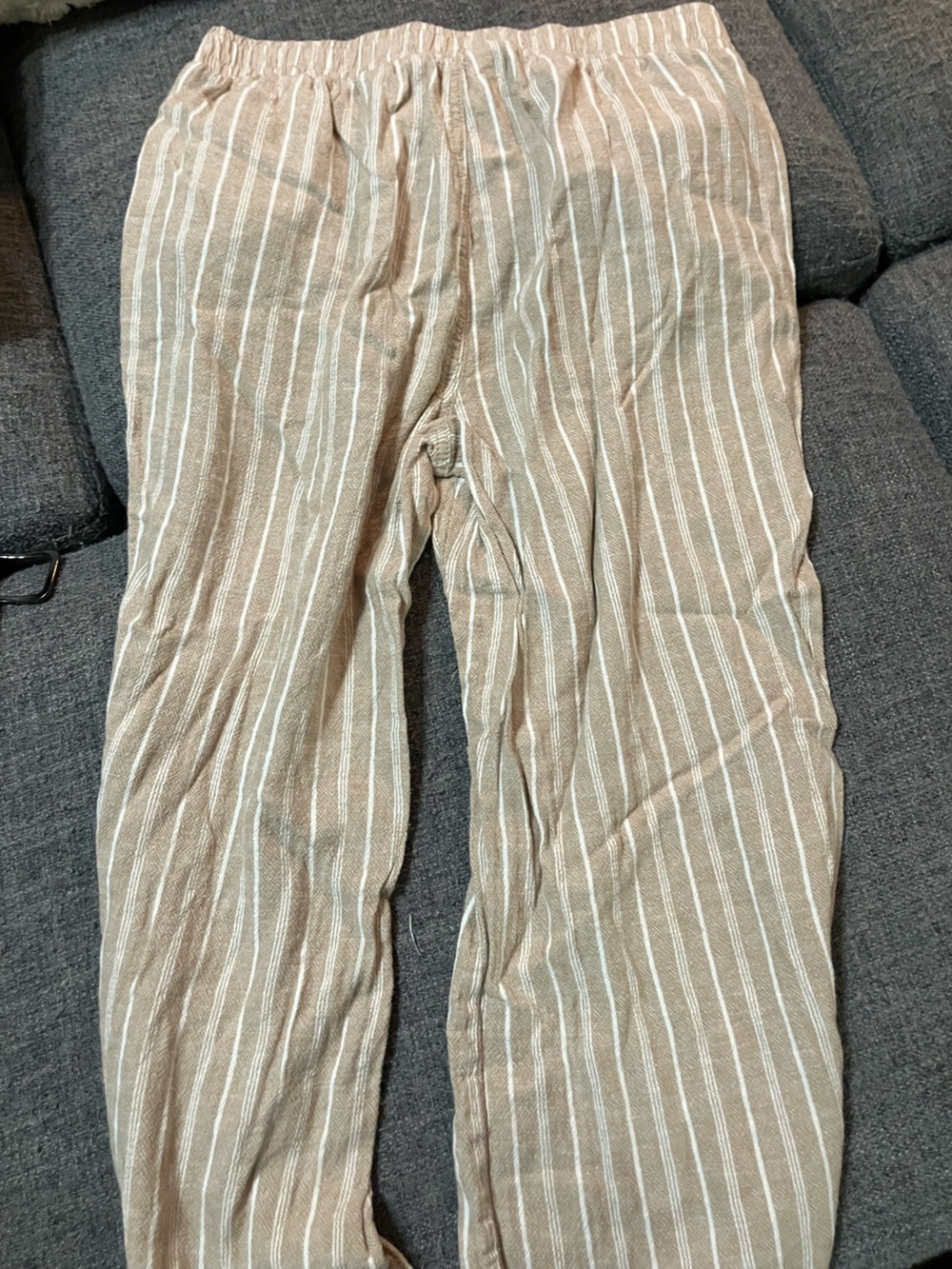 Tan Striped Lightweight Lounge Pants